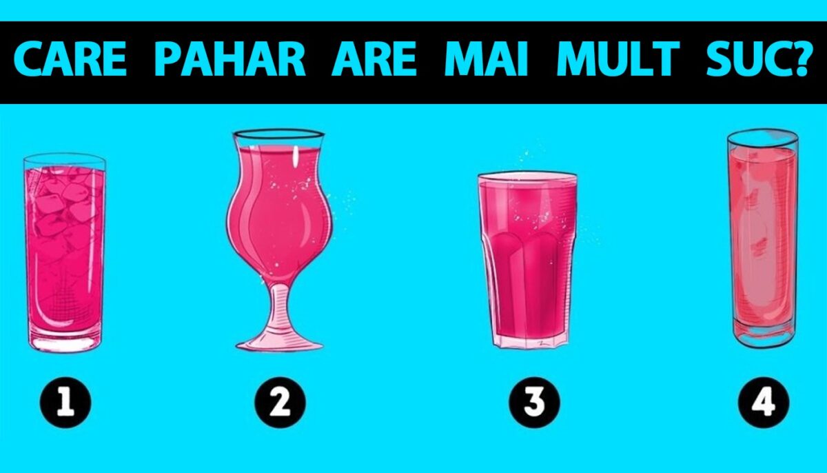 Test de inteligență | În care dintre aceste 4 pahare se află cel mai mult suc?