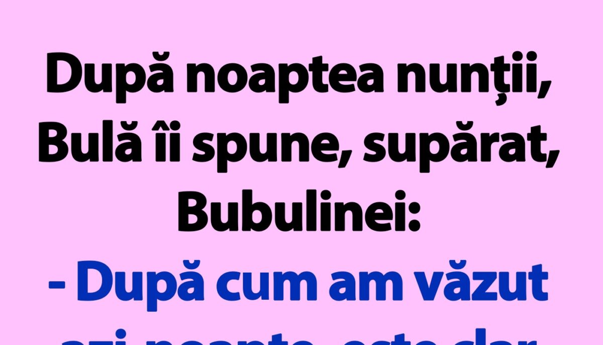BANC | După noaptea nunții, Bulă îi spune, supărat, Bubulinei