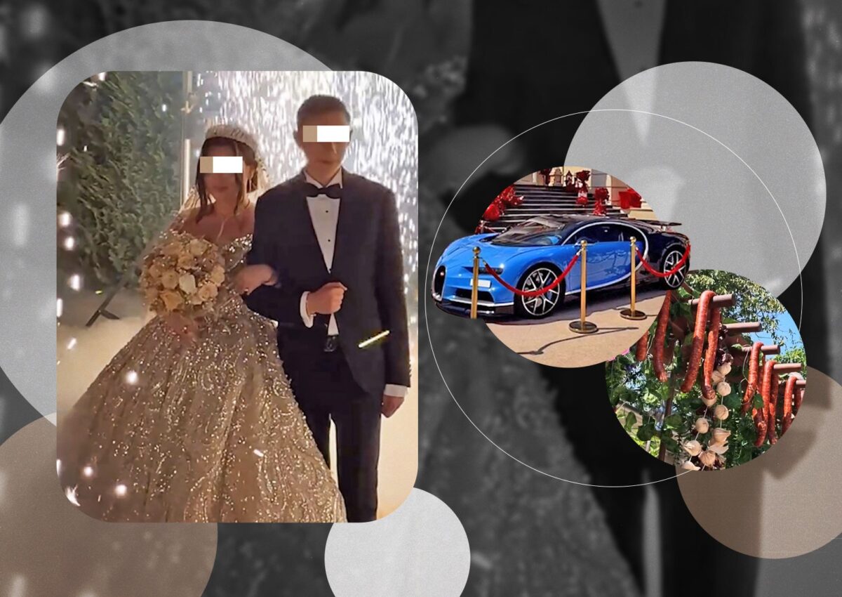 Nunta virală din Timișoara a dus extravaganța la alt nivel! Bolizi de milioane, tort cu zece etaje și cârnați atârnați în copaci