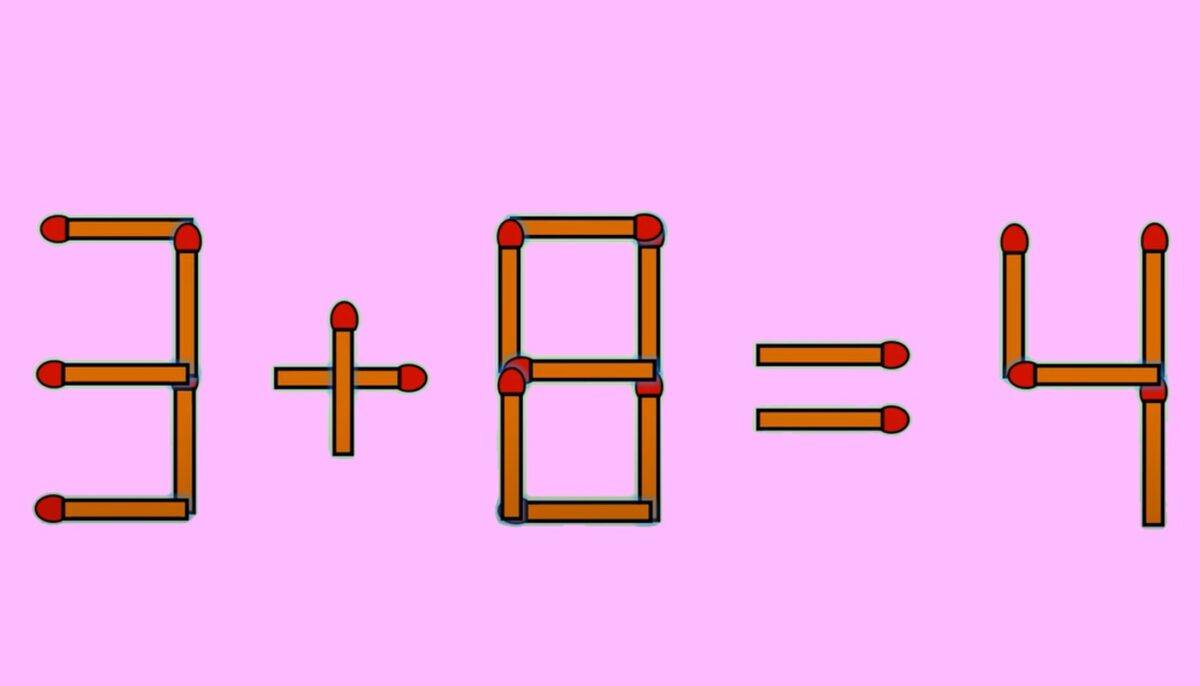 Test IQ cu chibrituri | Corectați 3 + 8 = 4, mutând un singur băț