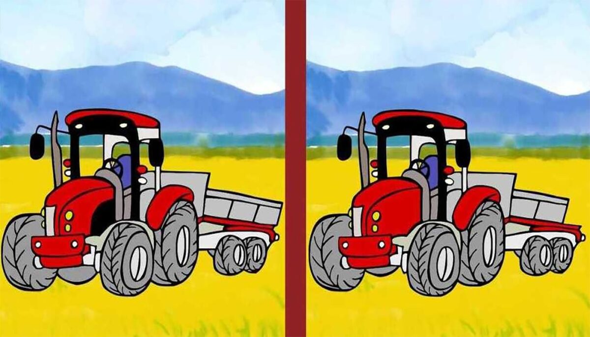Test de perspicacitate | Tractorul din stânga și cel din dreapta par identice, dar nu sunt. Găsiți 3 diferențe!