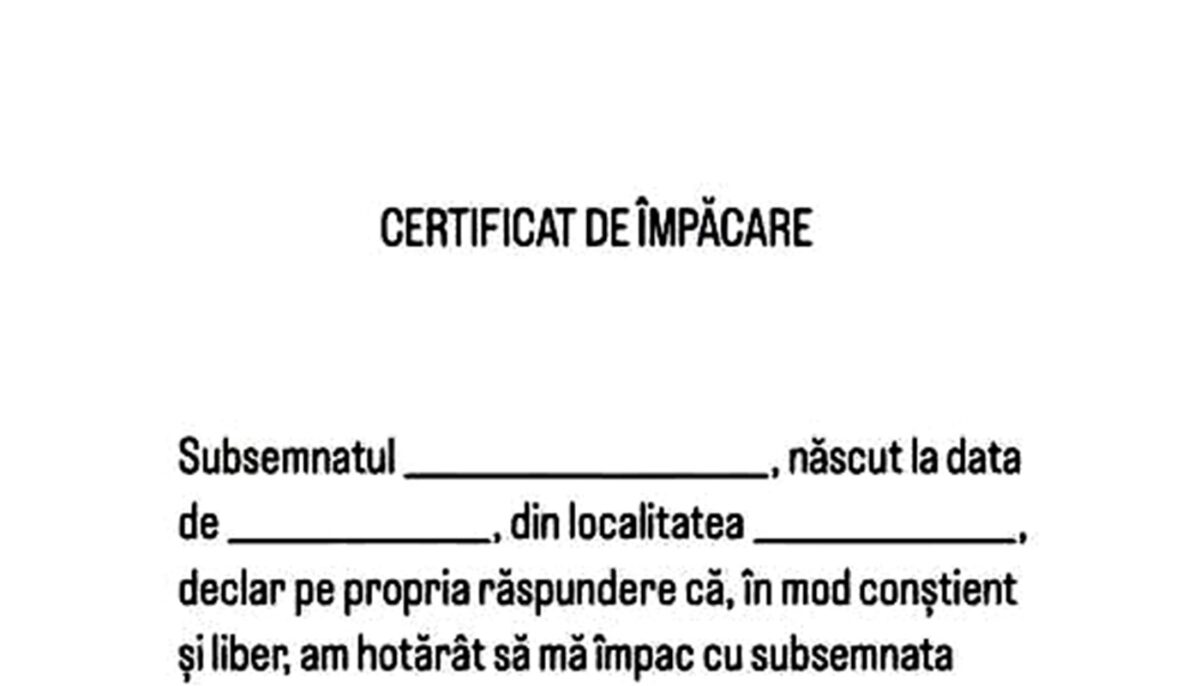 BANC | Cum se completează un „certificat de împăcare”