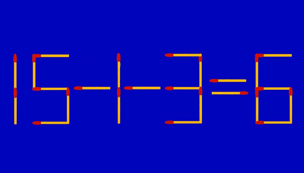 Test de inteligență | Mutați un singur chibrit pentru a corecta 15 – 1 – 3 = 6