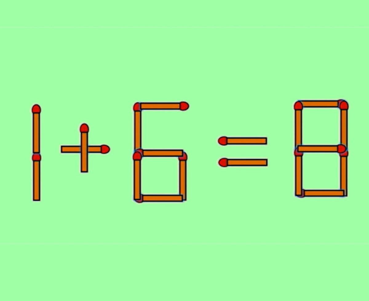 Test de inteligență | 1 + 6 = 8 este greșit. Corectați egalitatea mutând un singur chibrit