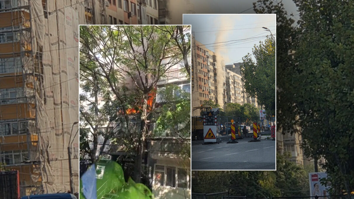 Incendiu într-un bloc din Capitală, de pe Șoseaua Mihai Bravu! S-ar fi produs o explozie: pompierii au intervenit de urgență