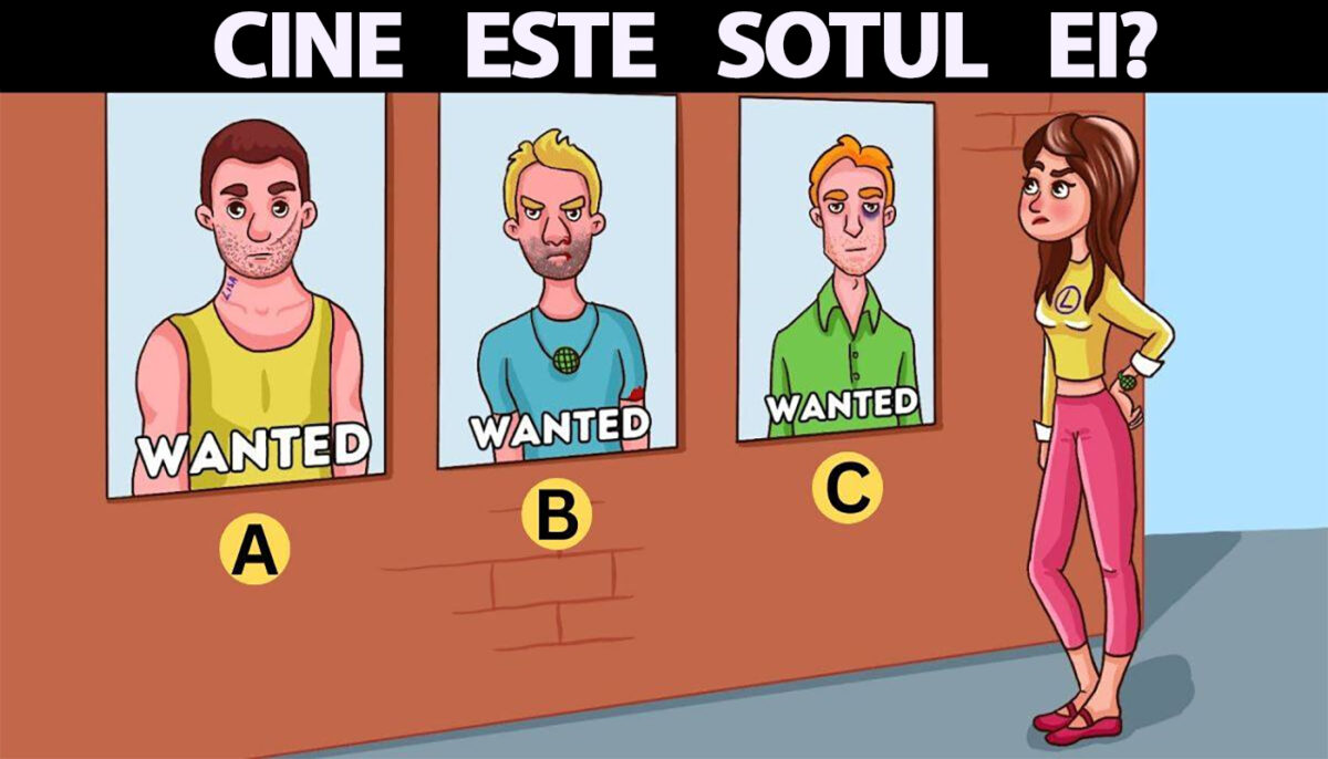 Test de inteligență pentru genii | Care dintre acești 3 bărbați dați în urmărire este soțul femeii din poză?