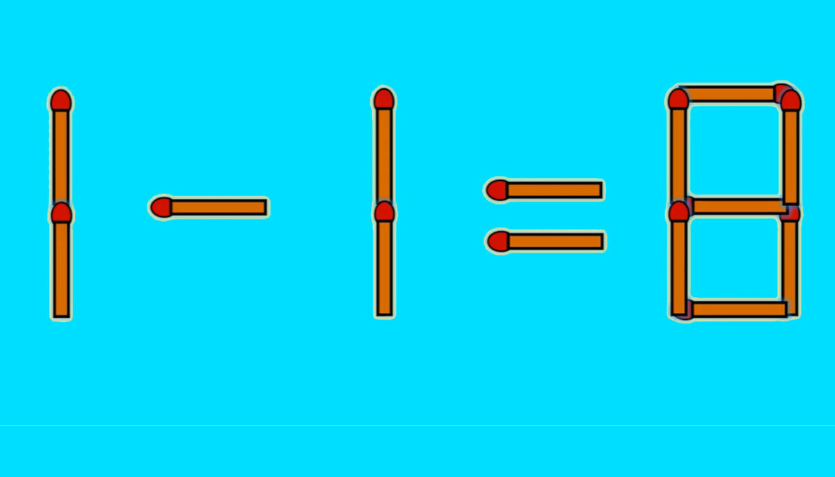 Test de inteligență | 1-1=8 este greșit. Corectați egalitatea mutând un singur chibrit