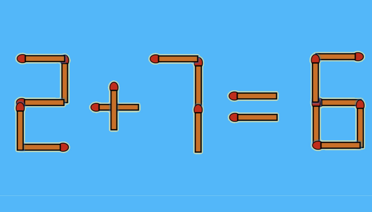 Test IQ exclusiv pentru genii | Mutați un singur chibrit, pentru a corecta 2 + 7 = 6