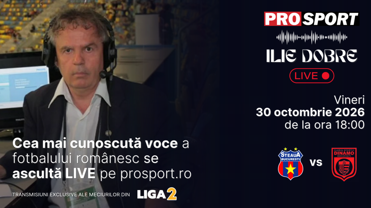 Imagine Stire Ilie Dobre comentează LIVE pe ProSport.ro meciul Steaua București – C.S. Dinamo București, vineri, 30 octombrie 2026, de la ora 18:00 | 2review.ro