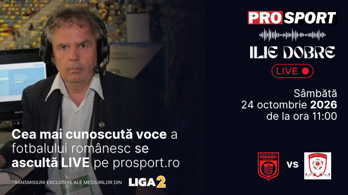 Imagine Stire Ilie Dobre comentează LIVE pe ProSport.ro meciul C.S. Dinamo București – S.C. Popești Leordeni, sâmbătă, 24 octombrie 2026, de la ora 11:00 | 2review.ro