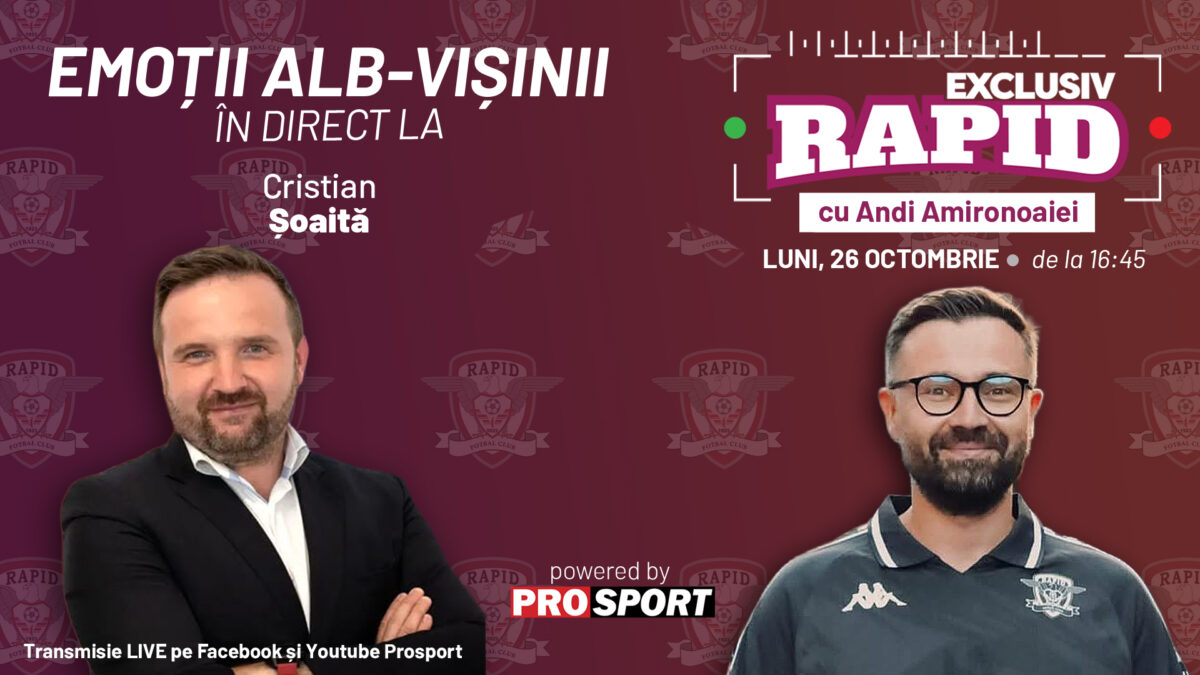 Imagine Stire „EXCLUSIV RAPID” revine astăzi! Cristian Șoaita, invitat după înfrângerea dură din derby-ul cu FCSB | 2review.ro