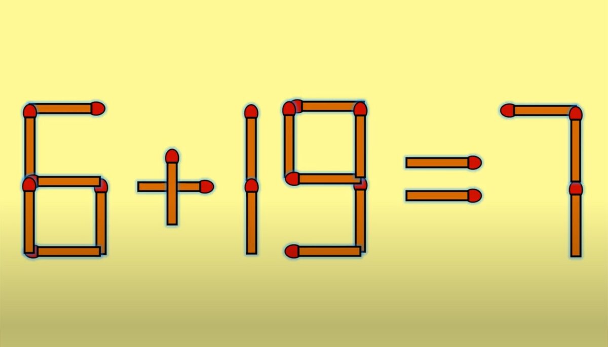 Imagine Stire Test de inteligență | 6+19=7 este greșit. Corectați egalitatea mutând un singur chibrit | 2review.ro
