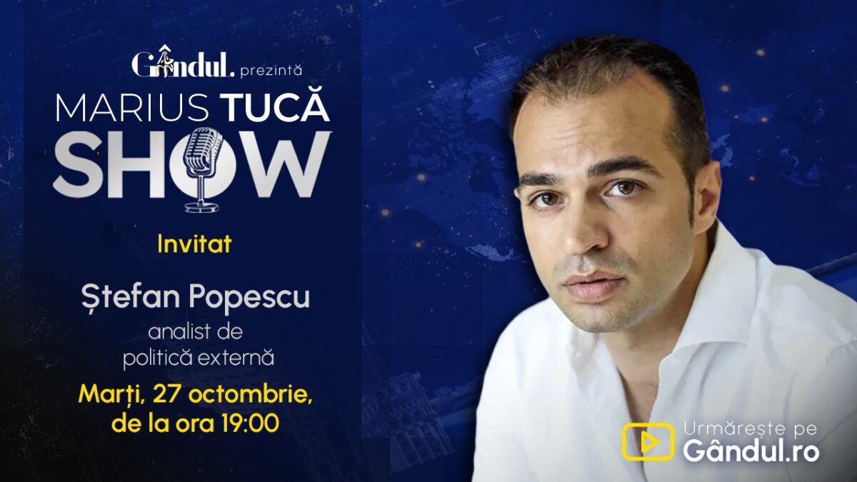 Imagine Stire Marius Tucă Show începe marți, 27 octombrie, de la ora 19.00, live pe Gândul. Invitat: Ștefan Popescu | 2review.ro