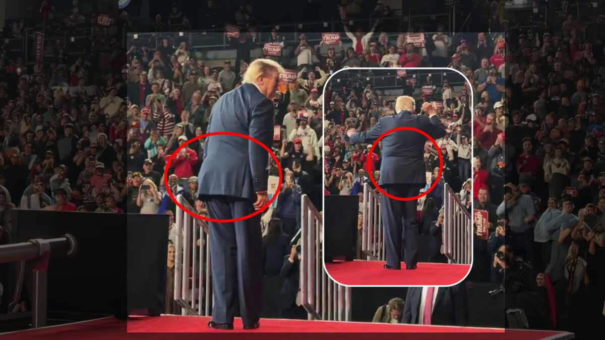 Umflătura misterioasă de sub costumul lui Donald Trump reapare. Imaginile surprinse la un miting din Tennessee